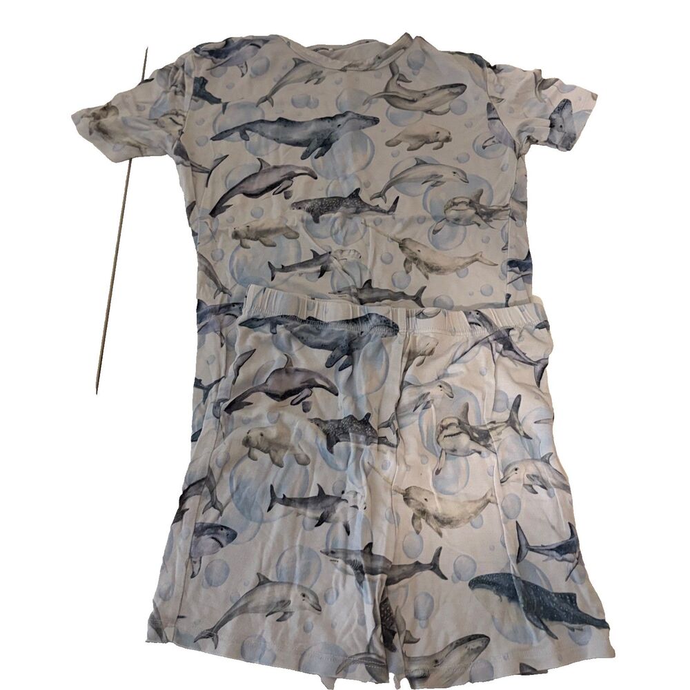 Posh Peanut Pajama Set Boy's 7-8 Years Shorts T-Shirt Shark Printed Bamboo
